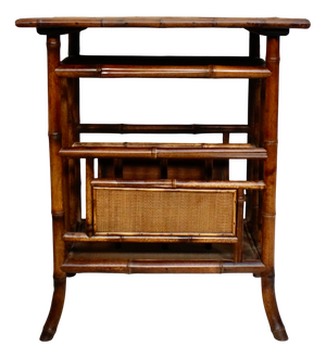 Victorian Bamboo Side Table with Magazine Rack, 1880s