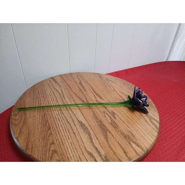 Vintage Murano. Amethyst Vase W/Emerald Vine Wrap Around Vase, With Matching Flowers For Sale - Image 12 of 12