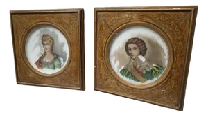 Married Couple, 1890s, Oil Paintings, Framed, Set of 2