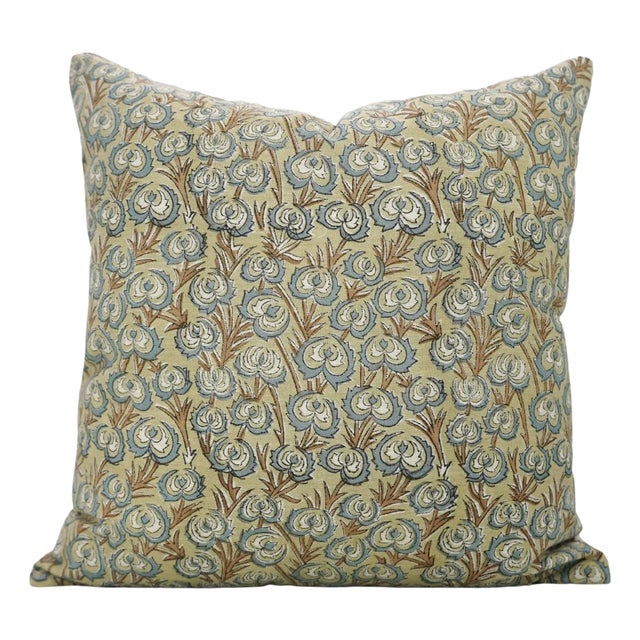 Fabdivine Handcrafted Block Print Cushion Cover 20x20 Inch Viscose Linen-Heartvine For Sale