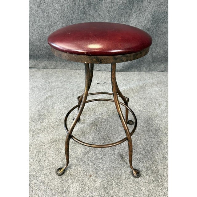 Charleston Forge Leather and Iron Stool For Sale - Image 4 of 12