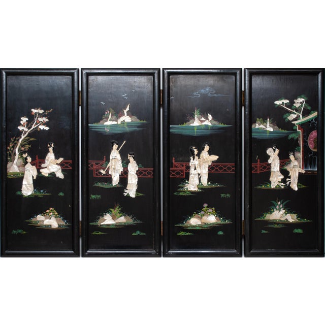 C. 1920-1940s Chinoiserie Inlaid Coromandel Screen For Sale - Image 18 of 18