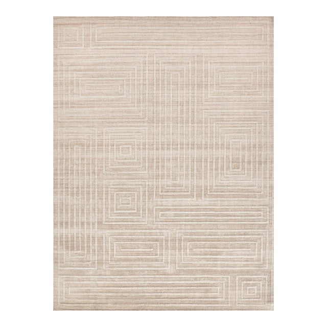 Exquisite Rugs Castelli Handmade Bamboo Silk & Cotton Beige Rug-8'X10' For Sale