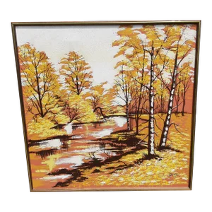Mid Century Landscape Autumn Fall Trees MCM