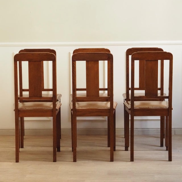 Brown Art Nouveau Oak Chairs, 1890s, Set of 6 For Sale - Image 8 of 17