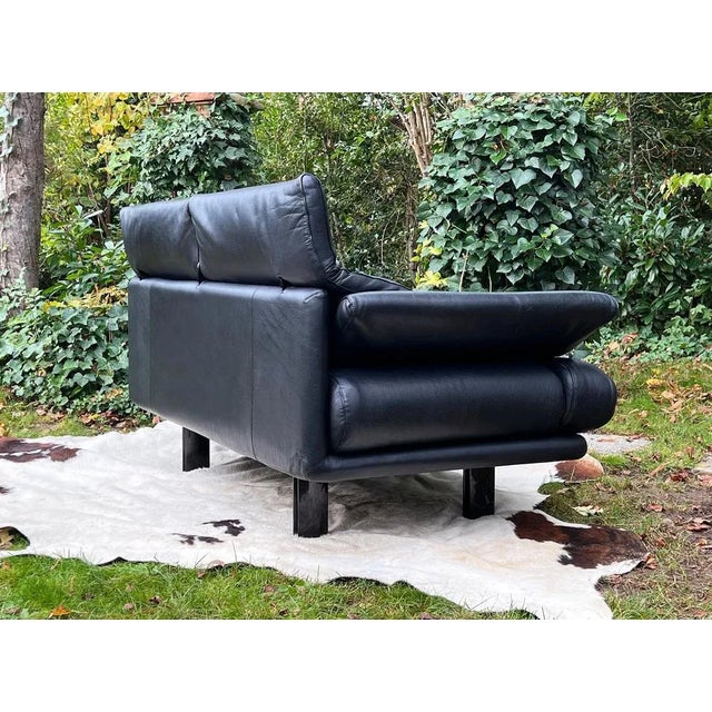 Metal Vintage Black Leather Convertible Sofa Paolo Piva for B&B Italia, 1980s For Sale - Image 7 of 13