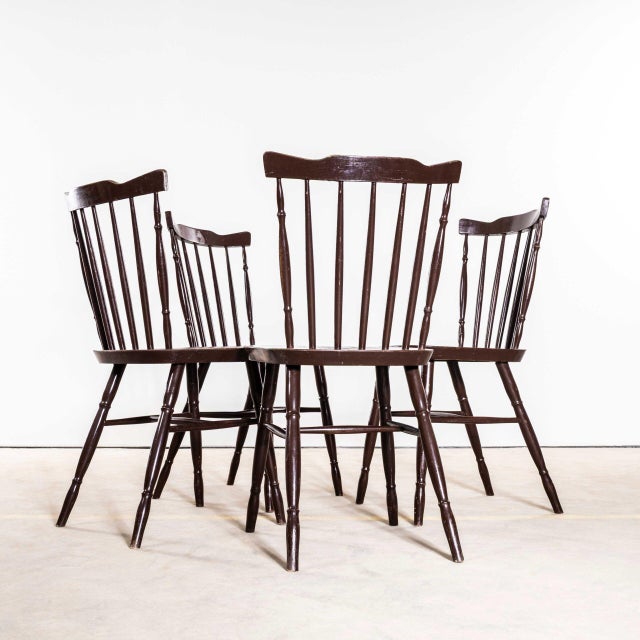 Dark Turned Spindle Back Dining Chairs, 1950s, Set of 4 For Sale - Image 9 of 9