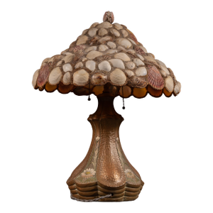 Vintage Seashell Mosaic Table Lamp With Painted Ceramic Base