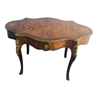 Antique French Boulle Style Marquetry Center Table For Sale