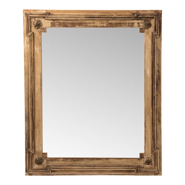 19th Century French Louis XVI Style Wooden Wall Mirror France Late 19th Century For Sale