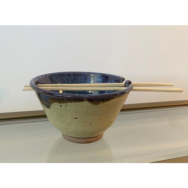 Late 20th Century Vintage Hand-Made Bowl With Chopstick Holder - Signed For Sale - Image 5 of 8