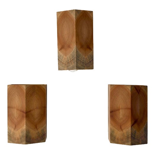 Swedish Sculptural Pine Wall Sconces, 1980s, Set of 3 For Sale