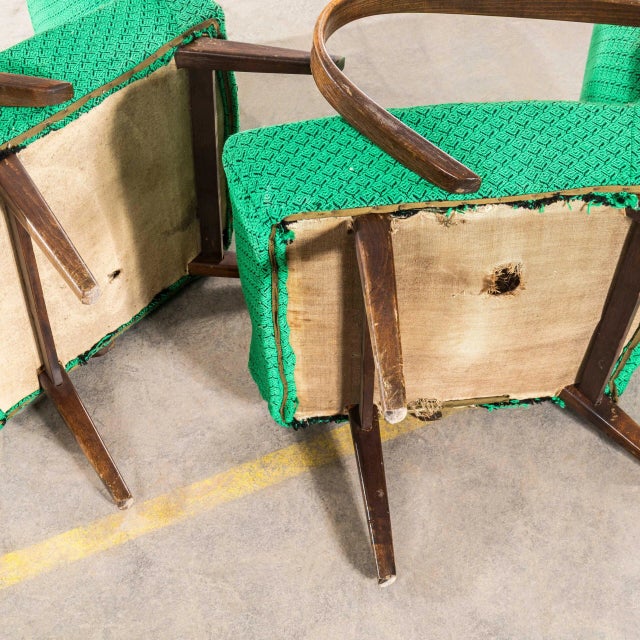 Armchair in Green Geometric Jacquard Upholstery by Jaroslav Šmídek, 1950s For Sale - Image 10 of 11