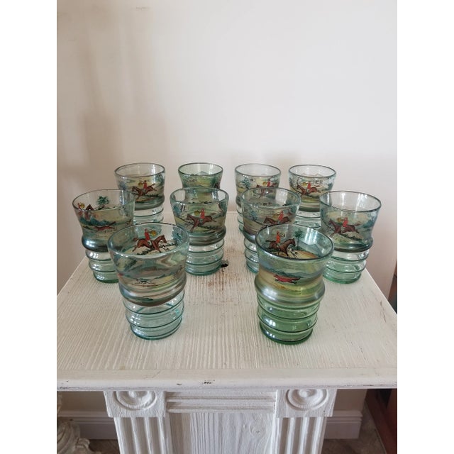 Set of Ten Vintage Hunt Themed Glasses For Sale - Image 9 of 9
