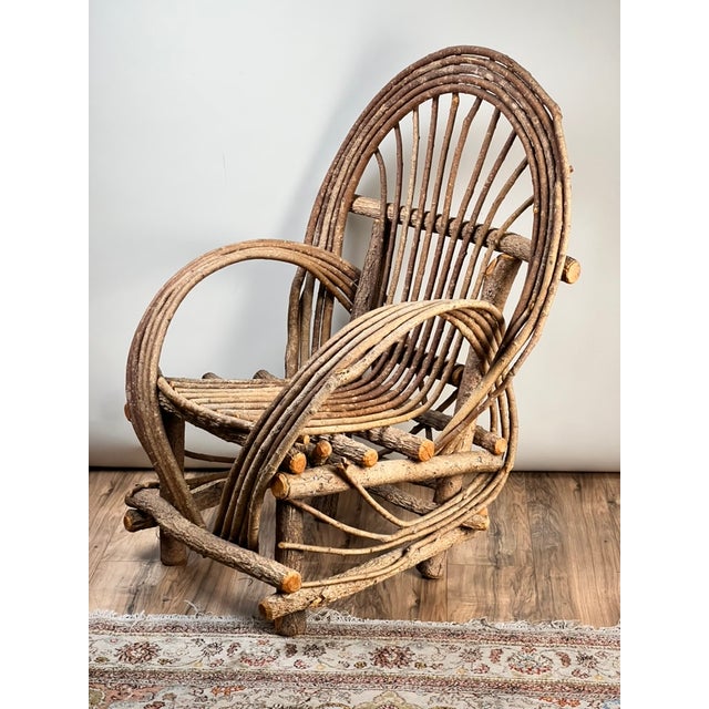 Vintage Adirondack Bent Willow Arm Chair For Sale In Boston - Image 6 of 11