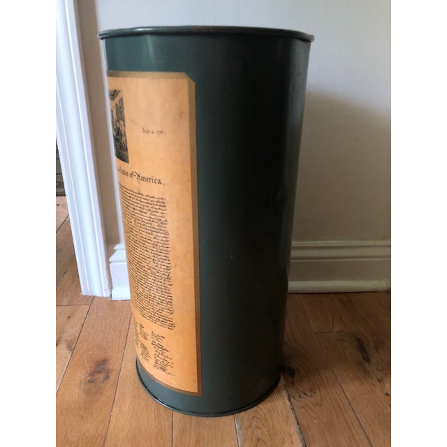 Metal Mid 20th Century Declaration of the 13 United States of America Metal Wastebasket / Umbrella Stand For Sale - Image 7 of 11
