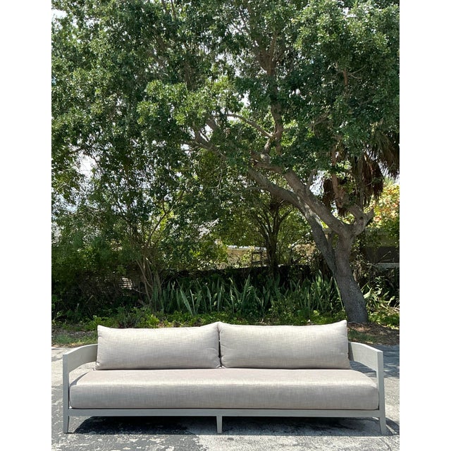 Wood Vintage “Balmain” Outdoor Teak Sofa After RH For Sale - Image 7 of 11