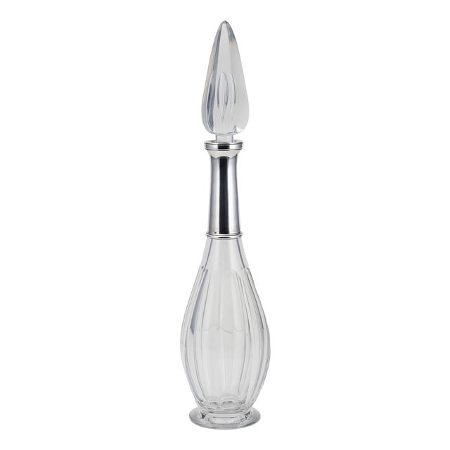 20th Century Art Deco French Silver & Baccarat Crystal Decanter, 1920s For Sale