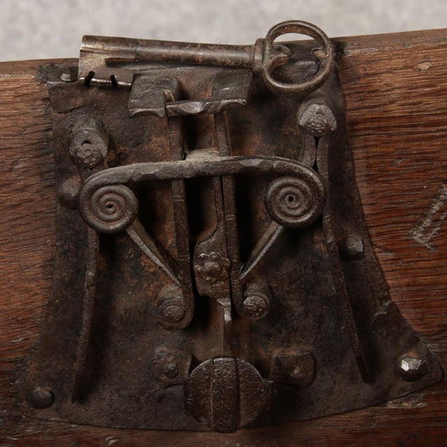 16th Century Small Antique Gothic Chest with Iron Bands, 1500 For Sale - Image 5 of 18