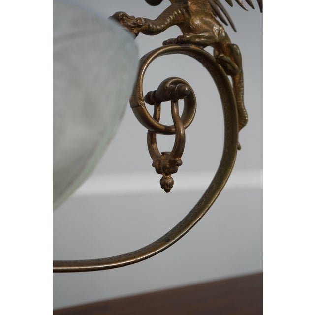 Victorian Era Bronze Winged Dragon Centerpiece W. Glass Bowl For Sale - Image 9 of 12
