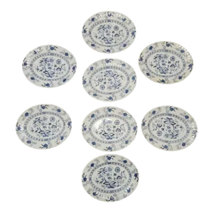 Large J & G Oval Meakin English Ironstone Blue Nordic Large Blue and White Platters Wall Decor - Set of 8