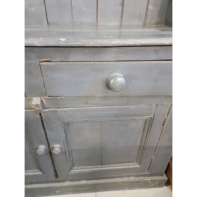 Late 19th Century Antique Rustic One Piece Pine Dresser From Southern England in a Wonderful Grey/Blue Color - Circa 1890 For Sale - Image 5 of 17