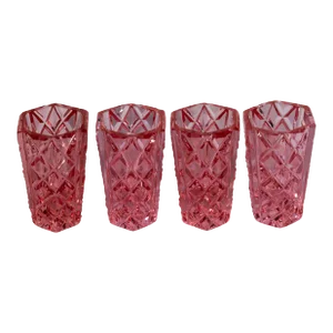 Vintage Bohemian Pink Shot Glasses, Set of 4
