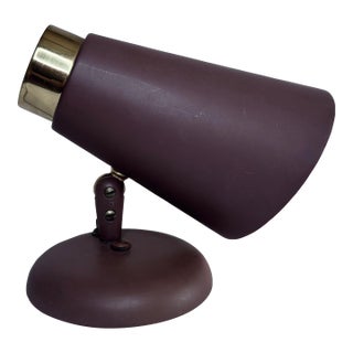 Vintage Mid Century Modern Atomic Cone Chocolate Brown Metal & Brass Finish Plug-in Desk Lamp For Sale