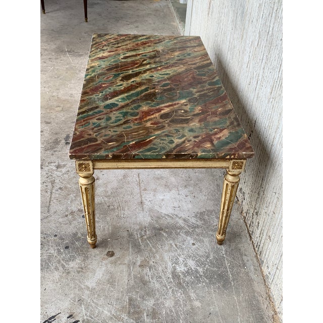 19th Century Venetian Parcel-Gilt Coffee Table With Faux Marble Top For Sale - Image 4 of 7
