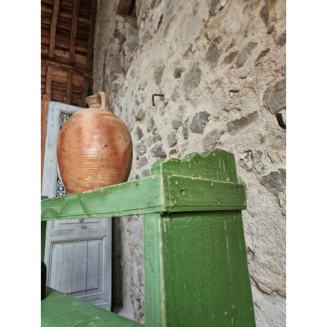 Rustic Vintage Pine Open Shelving Unit in Sage Green Paint, 1900 For Sale - Image 3 of 18