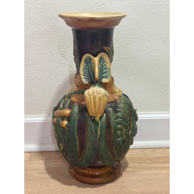 Late 20th Century Vintage Sarreguemines Style Faience Vase For Sale - Image 5 of 8