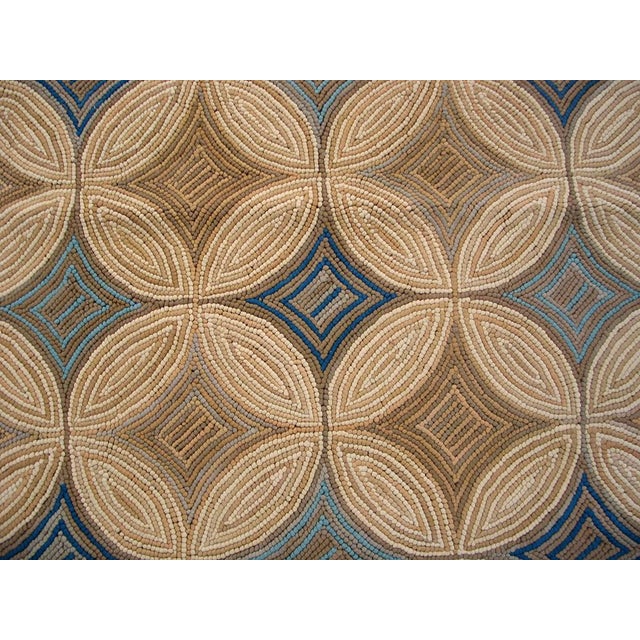 2000 - 2009 2000s Tan Camel Geometric Contemporary Handmade Cotton Hooked Rug 8' X 10' Carpet For Sale - Image 5 of 6