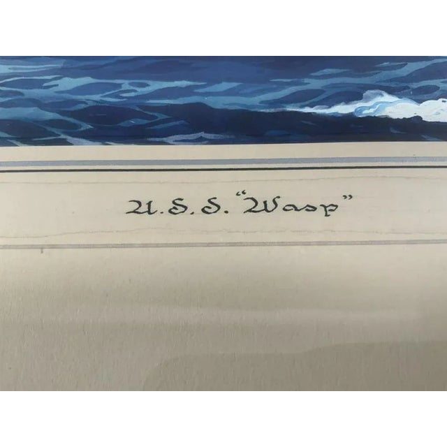 Mid 20th Century Worden Wood Painting of USS WASP For Sale - Image 5 of 6