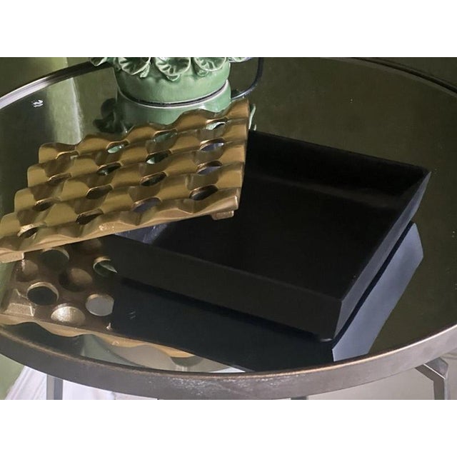 Black and Gold Sculptural Cigar Ashtray with Brass-Tone Finish For Sale - Image 12 of 13