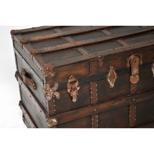 Large Antique Pine Travel Trunk, 1900s For Sale - Image 12 of 15