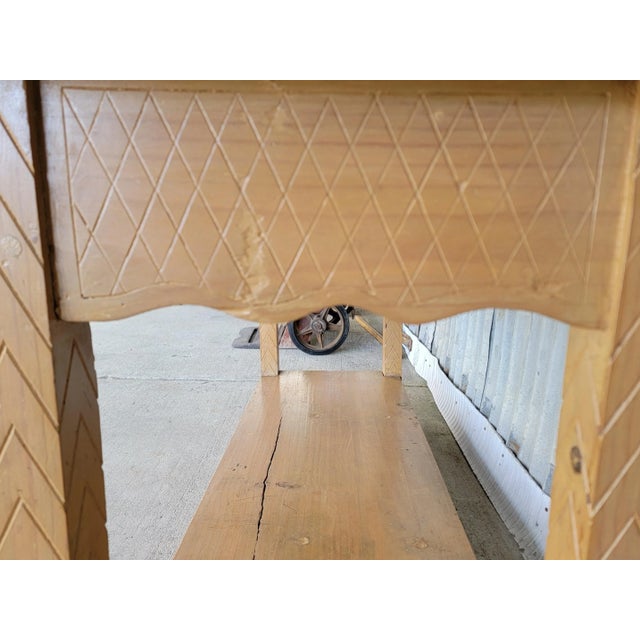 Hand Carved Rustic Rancho Hacienda Monterey Console Table 1940's For Sale - Image 12 of 12