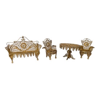 Early 20th Century Miniature Silver Filergra furniture - Set of 4 For Sale