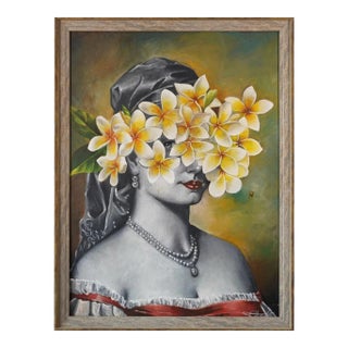 "Classic Plumeria" Contemporary Figurative Painting by Catleya Joy Garado, Framed For Sale