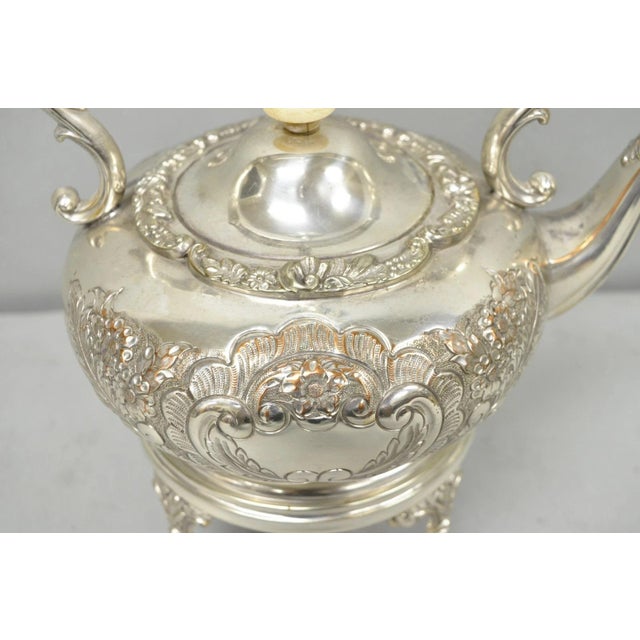Silver Antique Victorian Cheltenham Converted Silver Plated Tea Kettle Table Lamp For Sale - Image 8 of 18