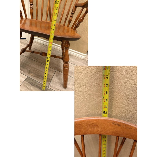 Mid 20th Century Set of 4 Cherry Brace Back Windsor Style Dining Chairs by S. Bent & Bros., Inc. For Sale - Image 12 of 12