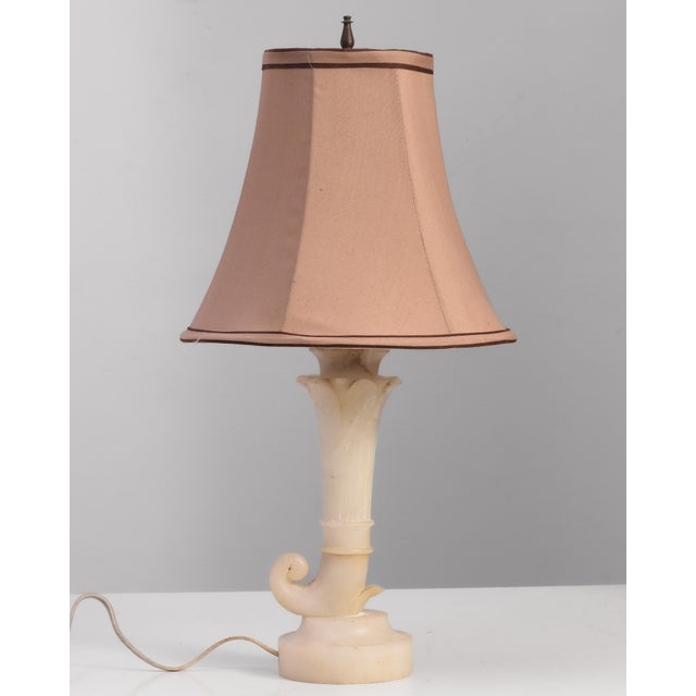 Antique Italian Carved Alabaster Cornucopia Horn of Plenty Table Lamp For Sale In Philadelphia - Image 6 of 10