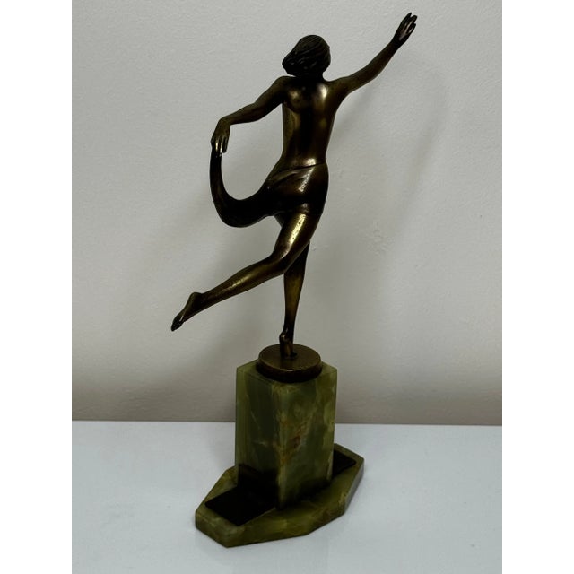 1920s Original Art Deco Bronze Sculpture Dancing Graceful Ballerina by Josef Lorenz Circa 1925 on Onyx Plinth For Sale - Image 5 of 12