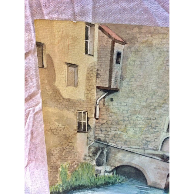 Mid 20th Century Mid 20th Century French Watercolor Painting For Sale - Image 5 of 10