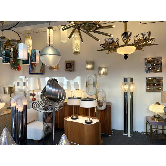 Esperia Mid-Century Modern Murano Glass and Metal Floor Lamp by Esperia, Italy, 1970s For Sale - Image 4 of 13