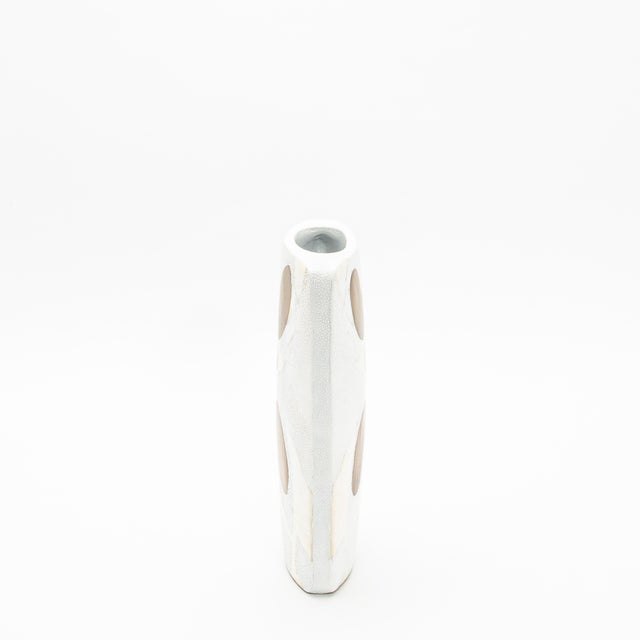 Modern Modern Vase in Shagreen With Shell and Brass Details R&y Augousti For Sale - Image 3 of 7