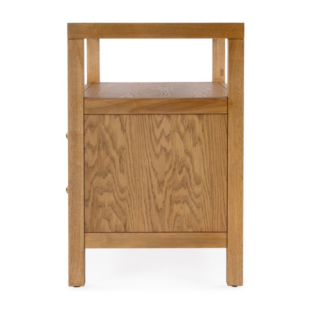Nora 28 in. W Rectangular 2 Drawer Wide Nightstand with Open Shelf, Light Natural For Sale In Chicago - Image 6 of 9
