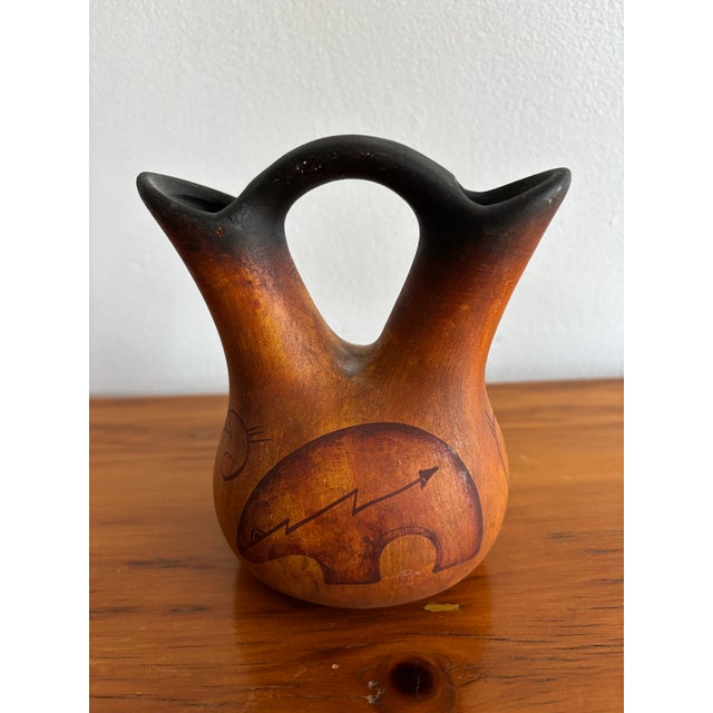 Brown 1960s Southwestern Wedding Vase With Bear Motif For Sale - Image 8 of 8