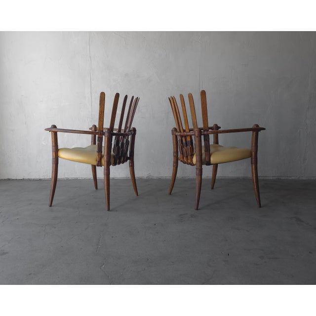 Pacific Green Pair of Palmwood and Leather Mendi Chairs by Pacific Green For Sale - Image 4 of 8