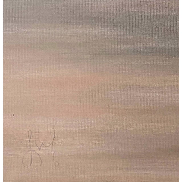 Marine Mist by Leigh Ann Van Fossan | Oil on canvas of a serene beach landscape with mist. For Sale - Image 4 of 4
