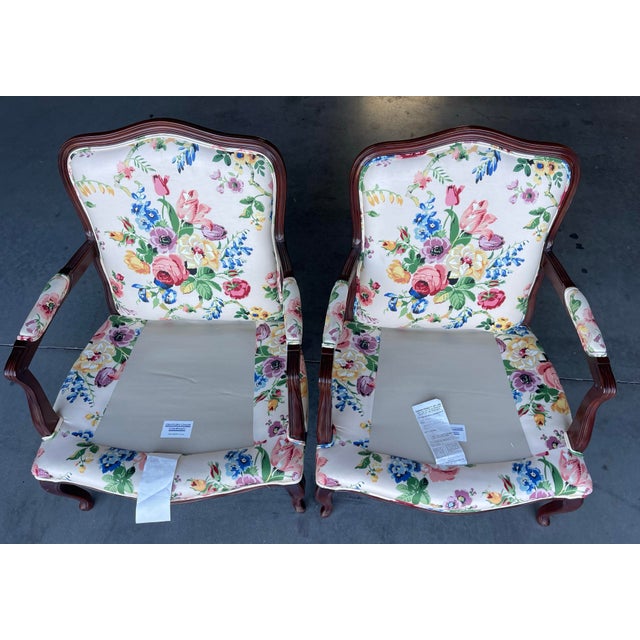 Brown Vintage Floral Bergère Armchairs by Century Furniture, a Pair For Sale - Image 8 of 16